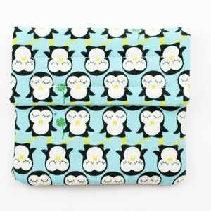 Kindergeldbeutel/Geldbörse Pinguine türkis/weiss