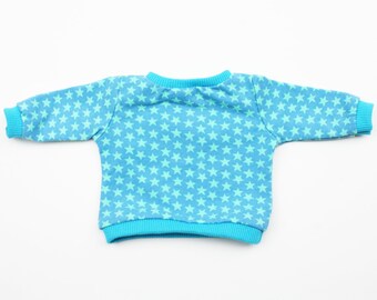 doll sweater size 36-40 cm stars turquoise/mint