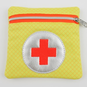 Kit di pronto soccorso, fantasia grafica, giallo/arancione fluo, 11 x 11 cm