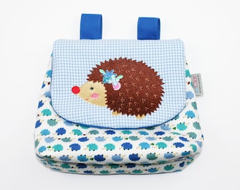 Handlebar bag/pannier hedgehog light blue/blue