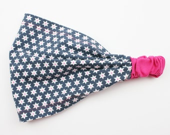 Bandana/Haarband Sterne dunkelgrau/pink