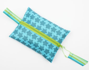 Wet wipe bag/cover stars turquoise/light green