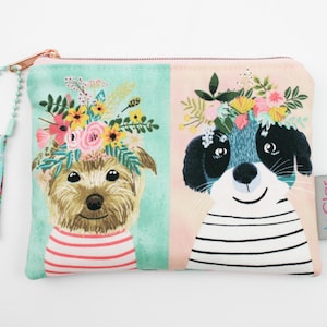 Minikosmetiktäschchen/Geldbeutel Hunde apricot/mint