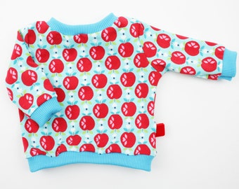 Doll sweater size 43-46 cm apples turquoise/red