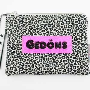 Mini trousse/portafoglio leopardato "Gedöns" beige/rosa