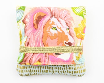 Tampon and panty liner pouch lion mint green/pink