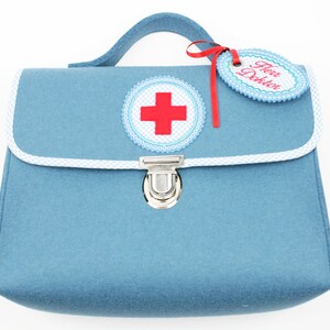 Doctor's case/felt bag for children pure wool felt light blue/light blue image 2