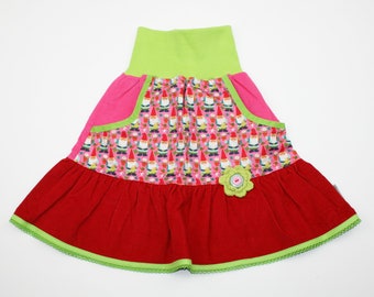 Skirt with pockets size 116 Dwarfs pink/red