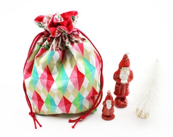 Christmas bag/gift packaging diamonds red/green