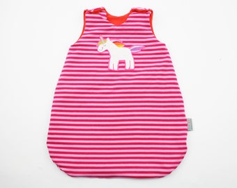 Puppenschlafsack Gr. 46 cm Einhorn pink/orange