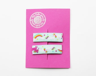 Hair clips Gr.M unicorn mint/pink