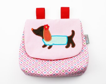 Handlebar bag/bicycle bag dachshund lady pink/red