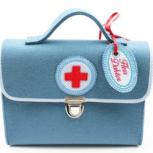 Doctor's case/felt bag for children pure wool felt light blue/light blue image 1