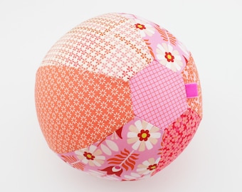 Luftballonhülle/Ball Sommerblumen orange/rosa