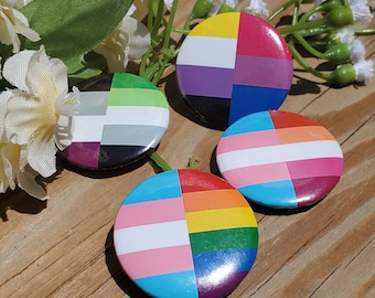 Double Pride Flag Buttons SMALL 1.25 inch