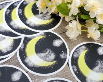 Moonlight Sky Sticker 3x3 pulgadas redonda