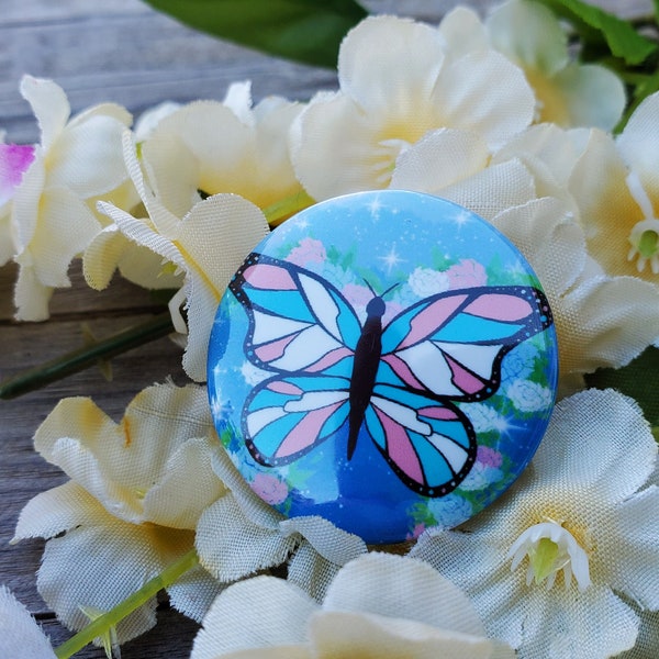 Butterfly Trans Pride Flag Buttons