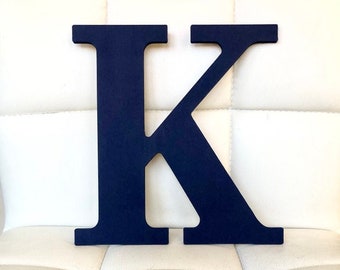 Navy Blue Wood Letter, Hand Painted Letter K, Door Hanger, Playroom Letter, Kids Room Wall Decor, Wall Hanging Letters