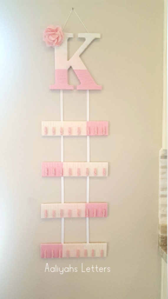 Hair Bow Holder Headband Ombre Letter Pink Yarn Nursery K Flower Baby Door Hanger Girls Room Decor By Aaliyahsletters Catch My Party Hair Bow Holder Headband Ombre, Letter K Room Decor