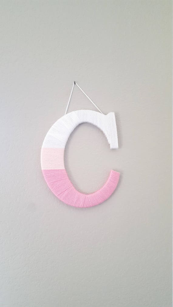 Nursery Letter C Pink Ombre Yarn Kids Room Nursery Letter C Pink Ombre Yarn Kids Room Decor Playroom Wall Baby Name Girl Door Hanger Art