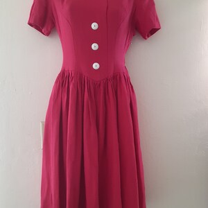 Vintage 80s-does-50s Raspberry Pink Dress With Shawl Collar / Sorbet ...