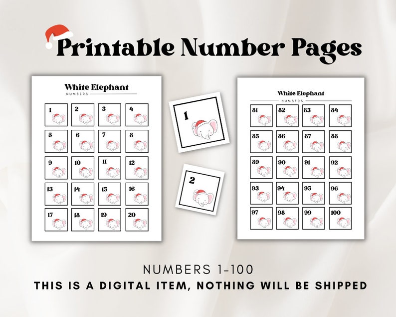 Printable Numbers 1 50 White Elephant
