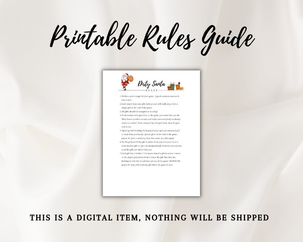 Dirty Santa Rules And Numbers - Sunshine and Rainy Days