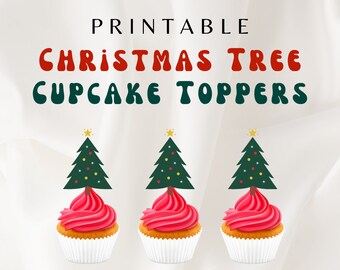 Julmuffinsdekorationer, DIY-festmuffinsdekorationer - Julgransmuffinsdekorationer - Skriv ut hemma - Festmuffinsdekorationer, Julfest