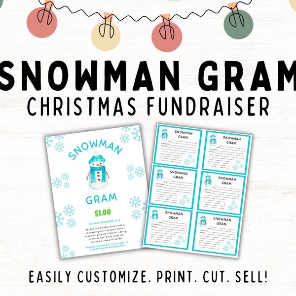 Snowman Gram Candy Christmas Fundraiser, School Fundraiser, Christmas School Fundraiser, Candy Gram, Holiday Gram, Holiday Fundraiser, PTA