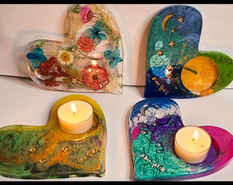 Valentine's Day Heart Tea Light Candle Holders – Romantic Resin Candle Holders for Home Decor, Perfect Gift for Loved Ones