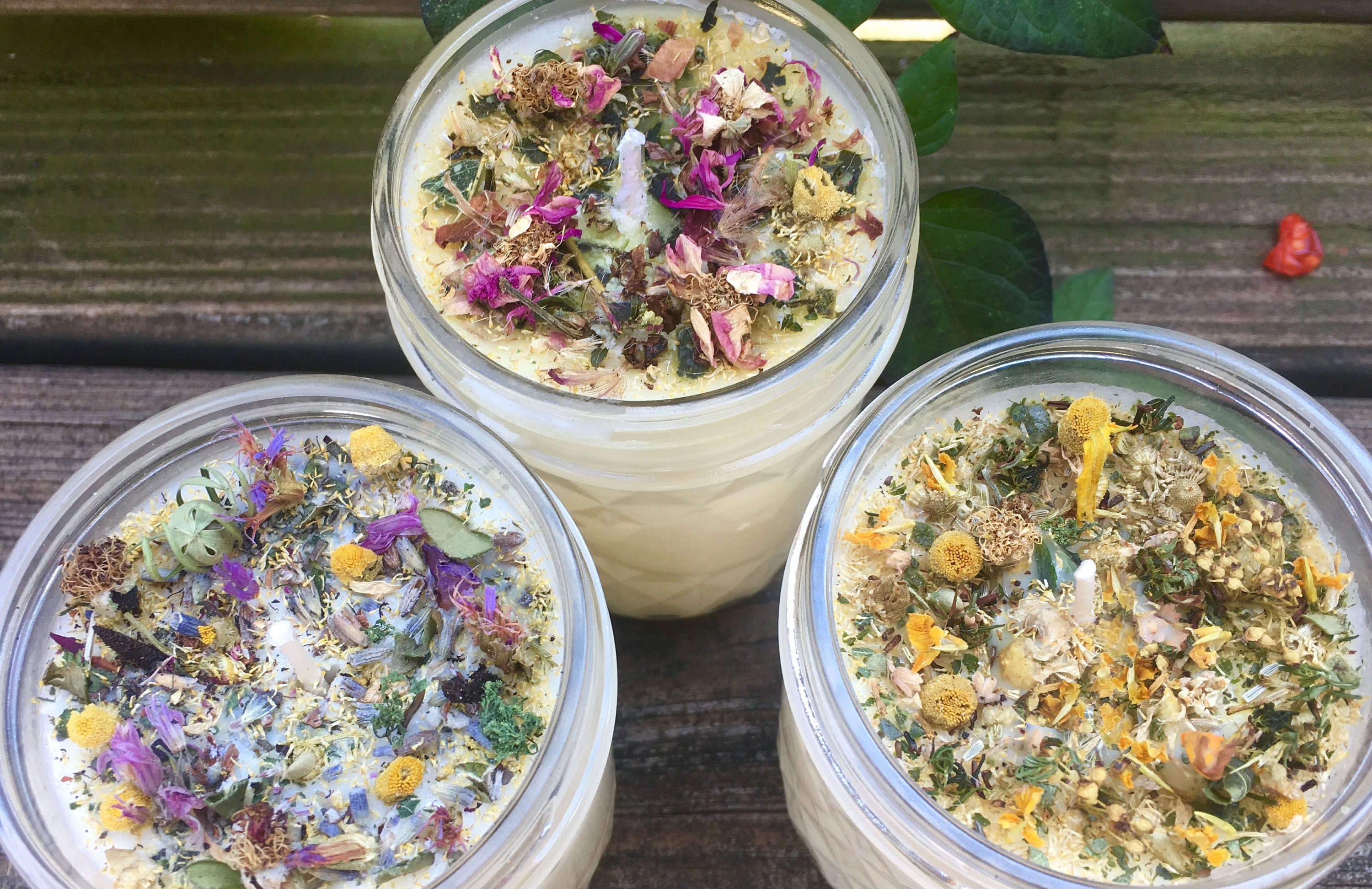 All Natural Aromatherapy Candle with Organic Herbs & Flowers Etsy