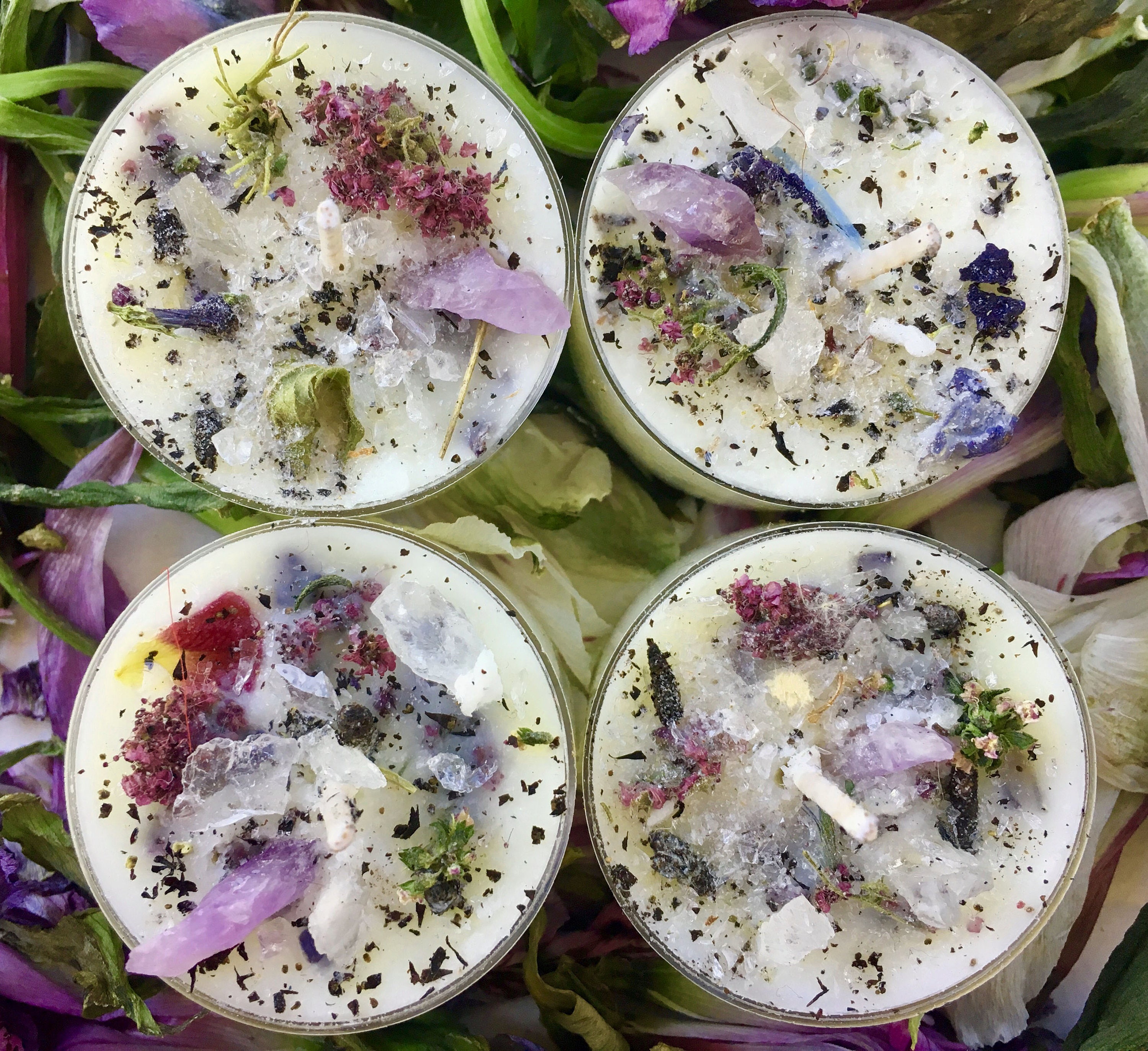 Crystal Tealights 4 Vegan Candles Customized Tealights Etsy