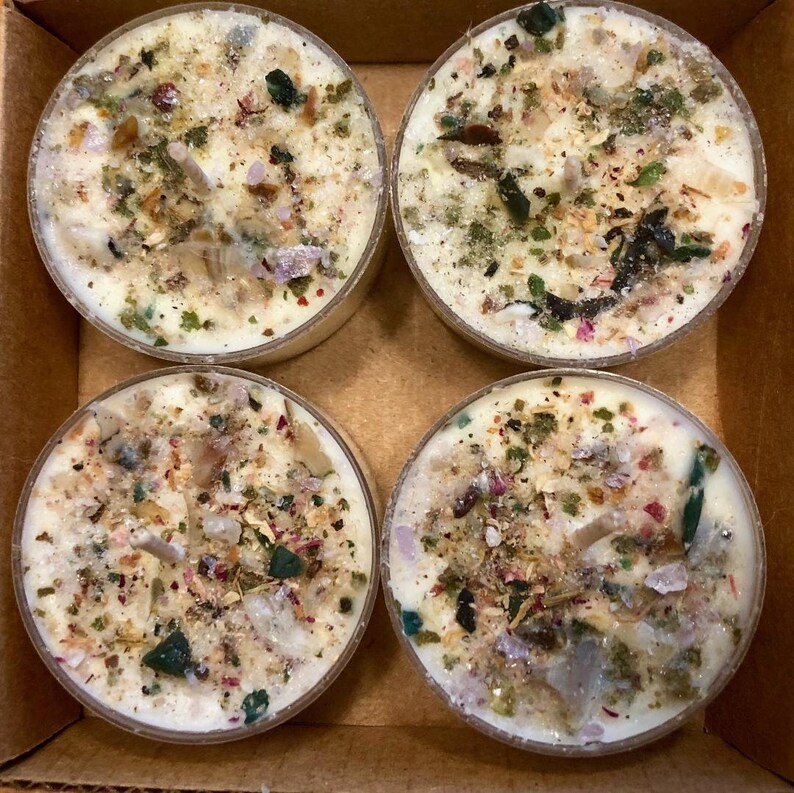 Crystal Tealights 4 Vegan Candles Customized Tealights Etsy