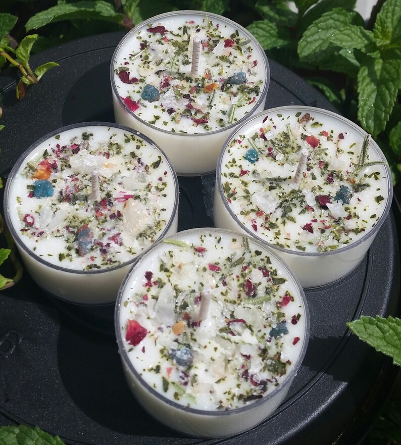 Crystal Tealights 4 Vegan Candles Customized Tealights Etsy