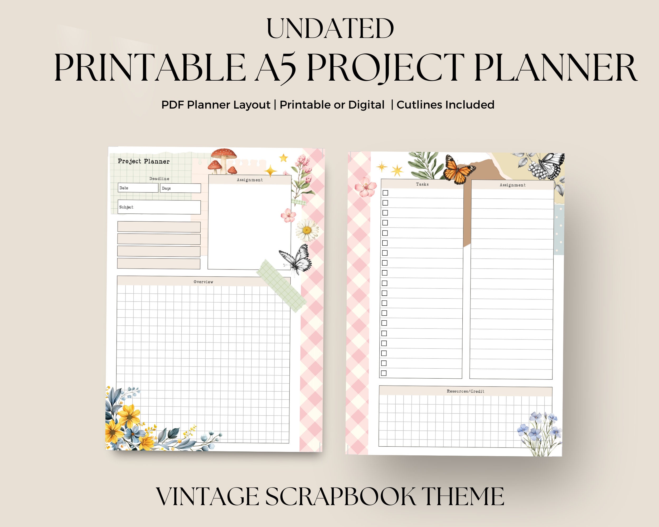 Project Planner Printable | A5 Planner | Project Planner Digital ...