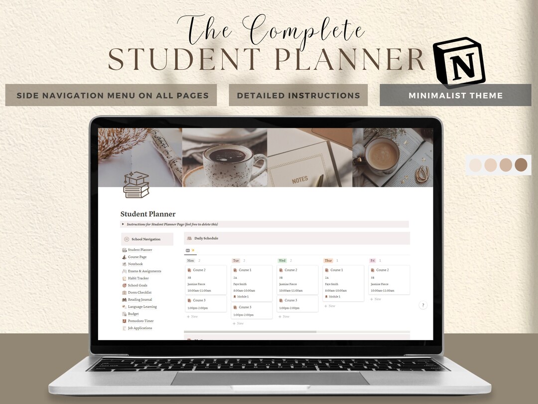 Notion Template Student Planner Academic Planner College Digital