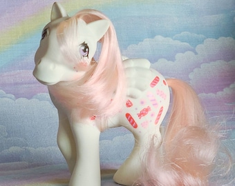 Vintage 1984 My Little Pony RARE "Twice as Fancy" Red and White Candy Pink Hair MLP GI 80s Nostalgia Vintage 1980s Sleepover Toys