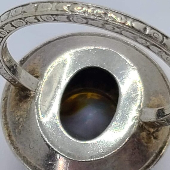 Antique Martelli Sterling Silver Faux Opal Ring W… - image 5