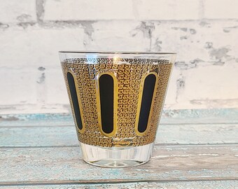 Replacement MCM Colony Gold and Black Lowball Glass - Mid-century Modern Barware