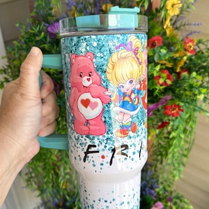 40oz. Tumbler with straw, Nostalgic Bear Gift for her, Travel Mug, Adult Funny Gift, Gift for Co-worker, gift for friend.
