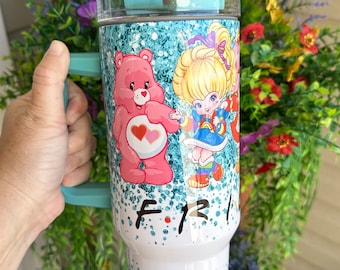 40oz. Tumbler with straw, Nostalgic Bear Gift for her, Travel Mug, Adult Funny Gift, Gift for Co-worker, gift for friend.