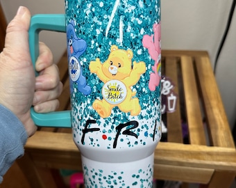 40oz. Tumbler with straw, Nostalgic Friends Swear Bear Gift for her, Travel Mug, Adult Funny Gift, Gift for Co-worker, Mother’s Day gift