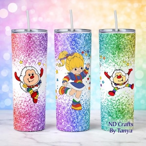 20oz Skinny Tumbler Rainbow Cartoon Wrap | Retro Rainbow Style 20 oz Sublimation Tumbler | Cute Nostalgic Stainless Steel Cup