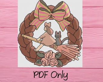 Kiki's Delivery Service Bread Wreath - Cross Stitch Pattern PDF