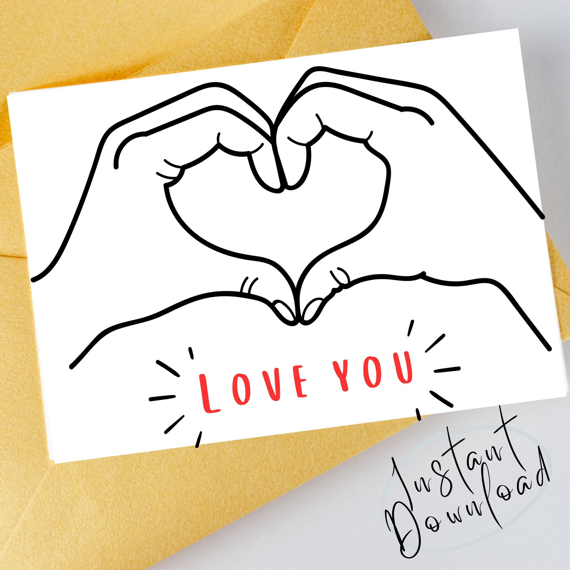 PRINTABLE love You Card Digital Download Digital Relationship Card DIY