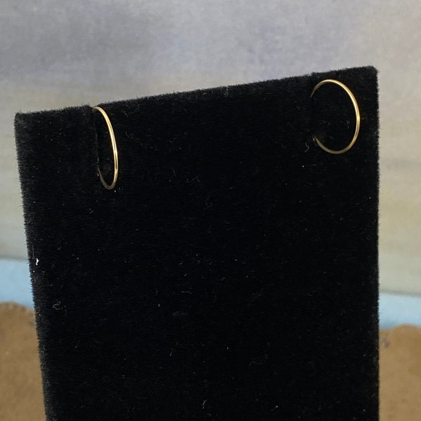 14 Karat Gold 10MM Small Hoop Earrings with Loop Solid 14K Gold 7/16 in diameter sold as 1 pair