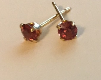 Red 3MM Ruby Studs Deep Red Ruby Color, 14 karat gold Filled settings