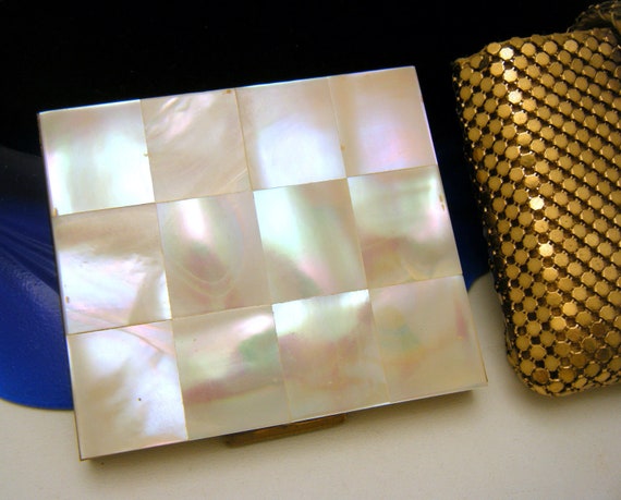 Vintage Whiting & Davis Mother of Pearl Tile Comp… - image 1