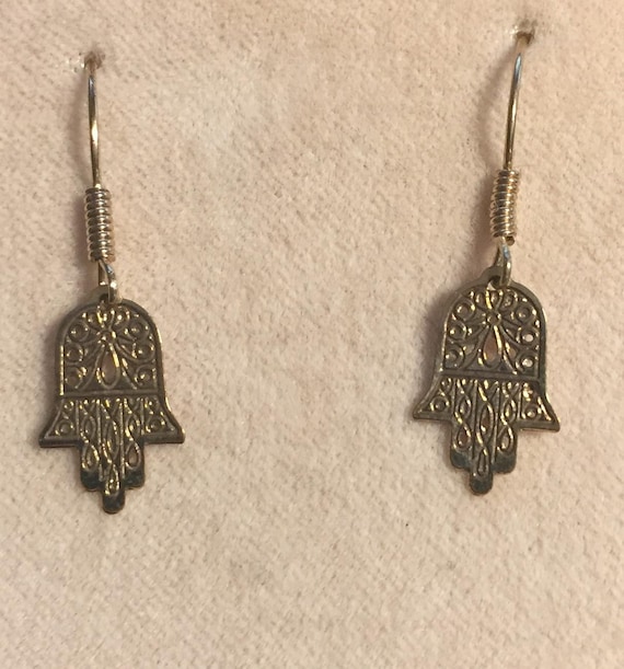 14 Karat Yellow Gold Hamsa Earrings with French Wires