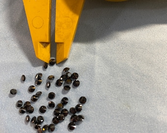 Black Cubic Zirconia in 3, 2.5, 2, and 1.5MM Black Round Machine Cut Perfect Color & Quality, CZ Gemstones Sold in packages of 12 pieces